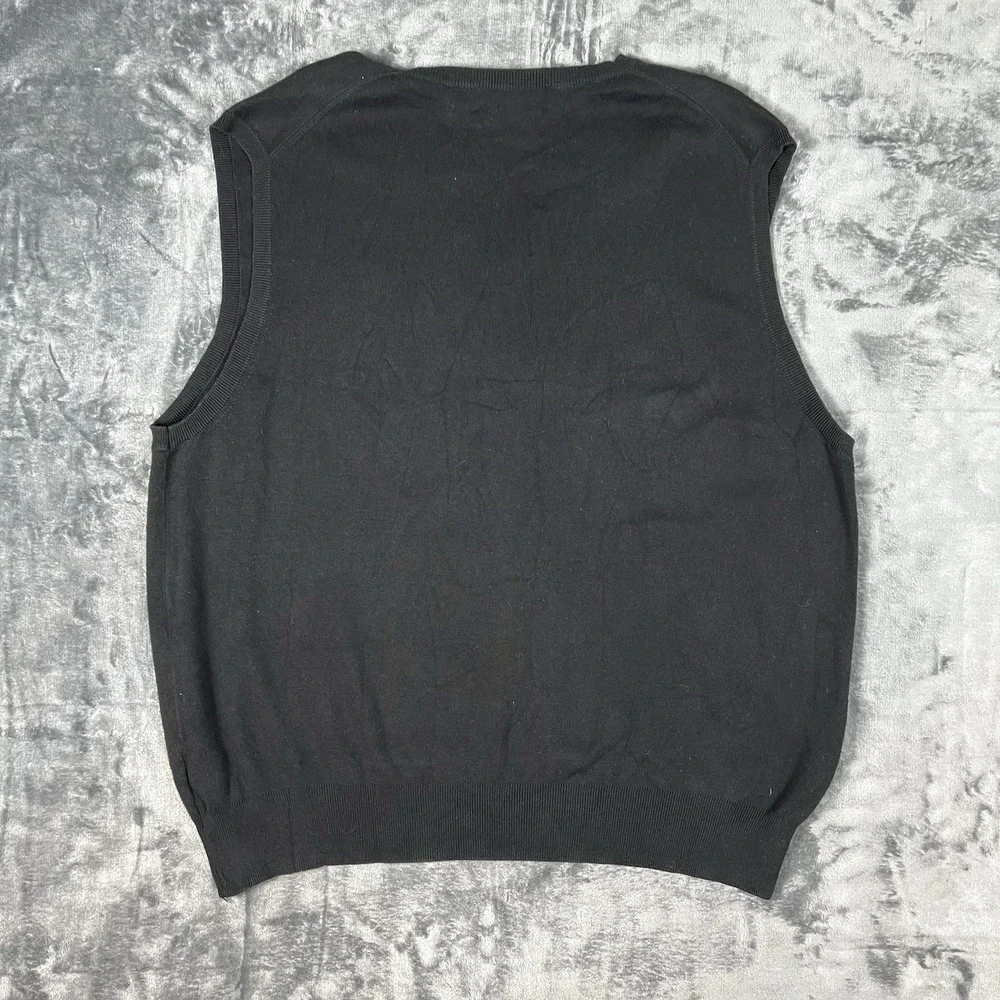 Vintage Polo Ralph Lauren 2XL XXL Black 100% Pima‎ Cotton Sweater Vest V Neck